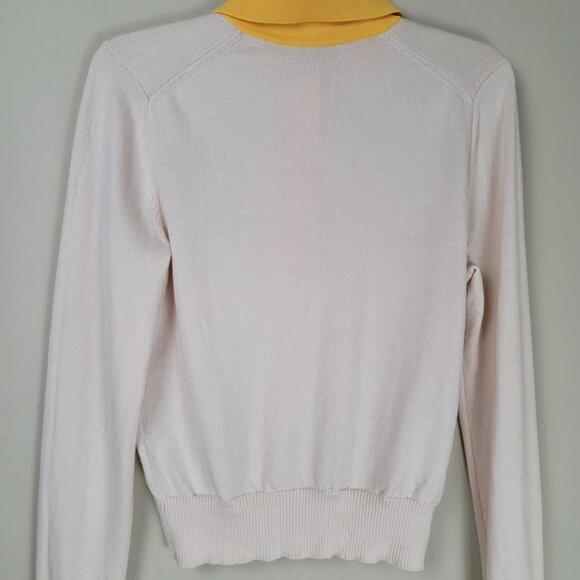 Tory Burch Contrast Collar Long Sleeve Polo Sweater - Picture 4 of 13